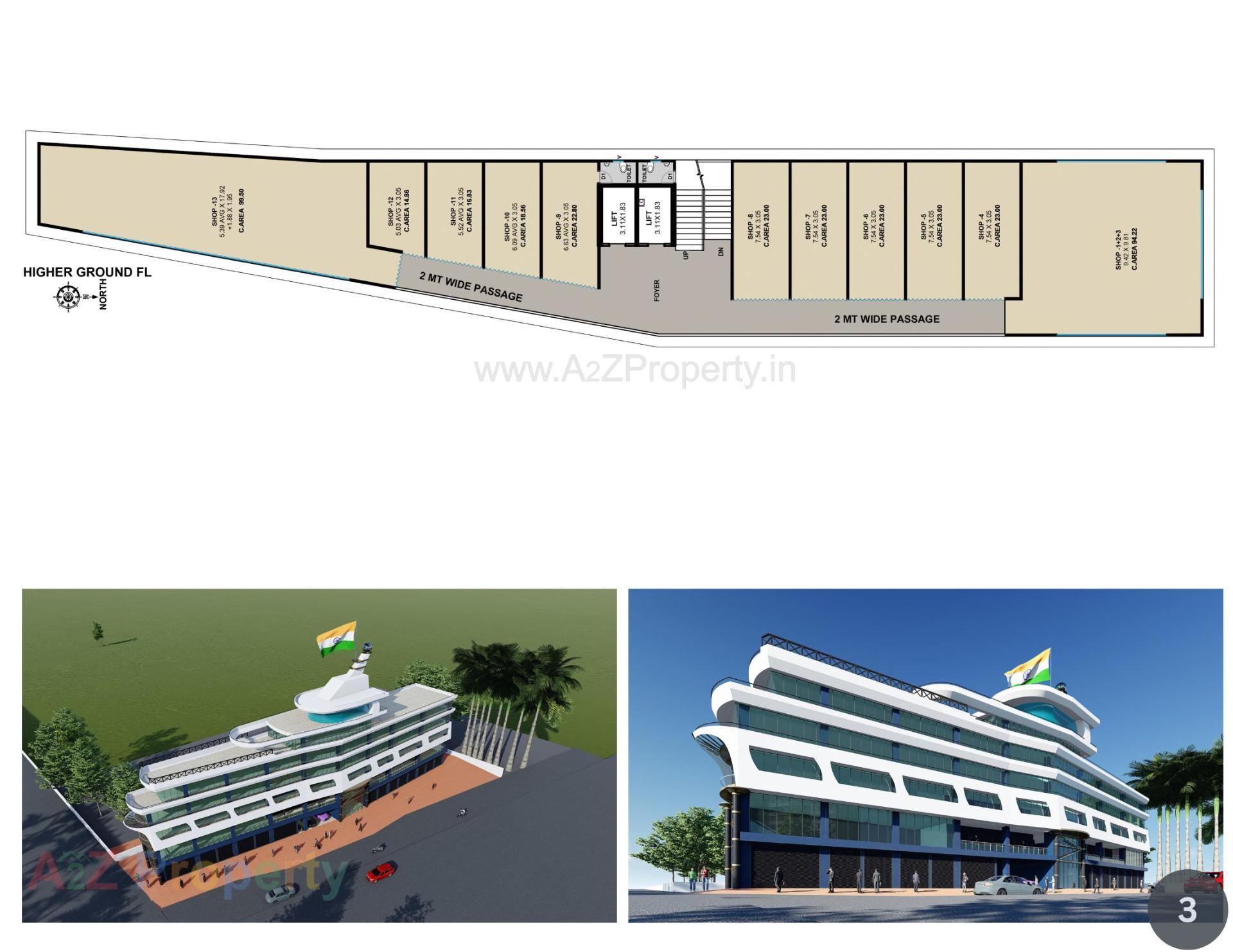 Layout of real estate project Business Bay Center located at Adajan, Surat, Gujarat