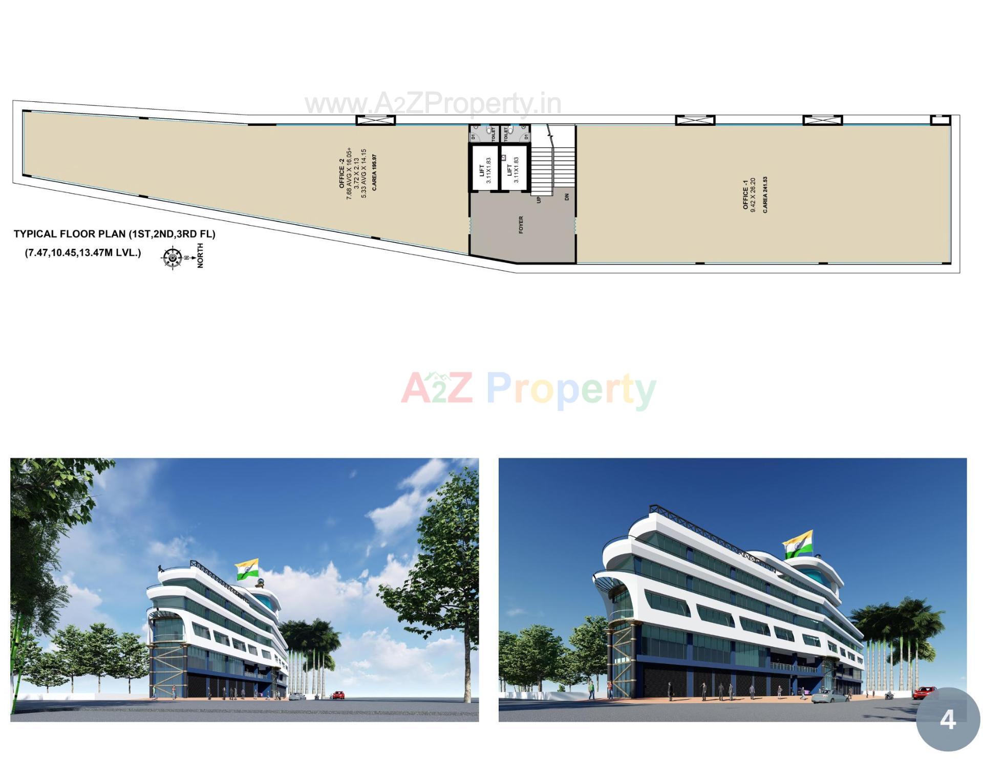 Layout of real estate project Business Bay Center located at Adajan, Surat, Gujarat