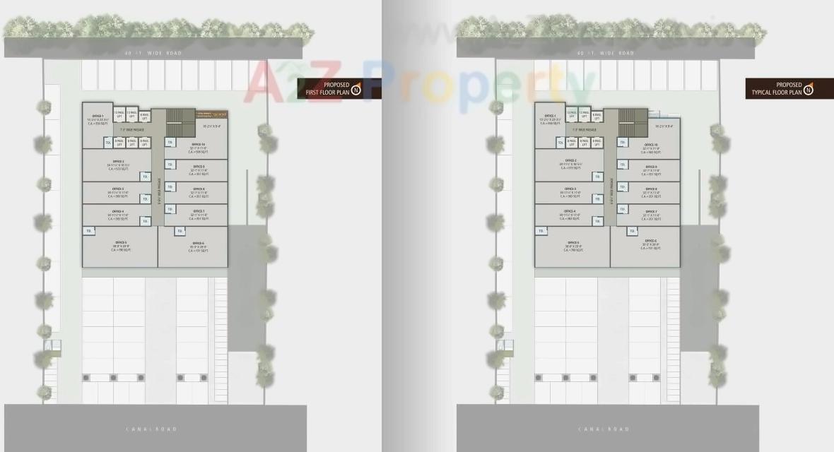 Layout of real estate project Canal Point located at Majura, Surat, Gujarat