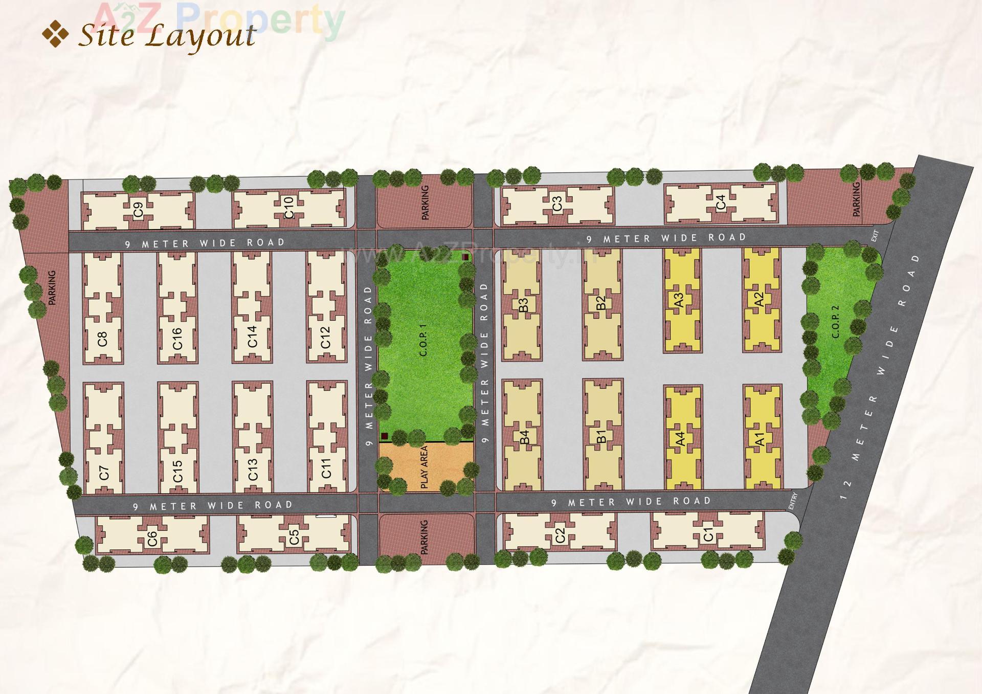 Layout of real estate project Construction Of Ews   Ews (2560 Houses) Under Pmay At Final Plot 129, T P S 30 (vanakla Okha  Vihel),at Vanakla Dist  Surat located at Vanakla, Surat, Gujarat