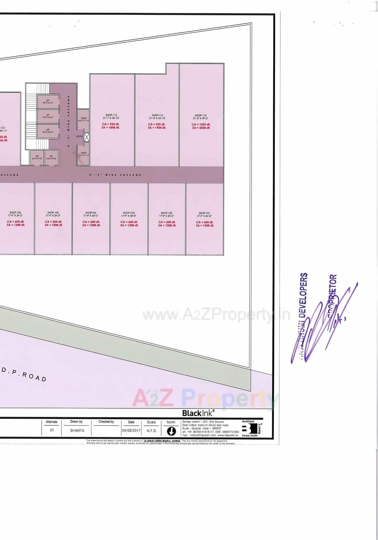 Layout of real estate project De' Ventura Textile Hub located at Anjana, Surat, Gujarat