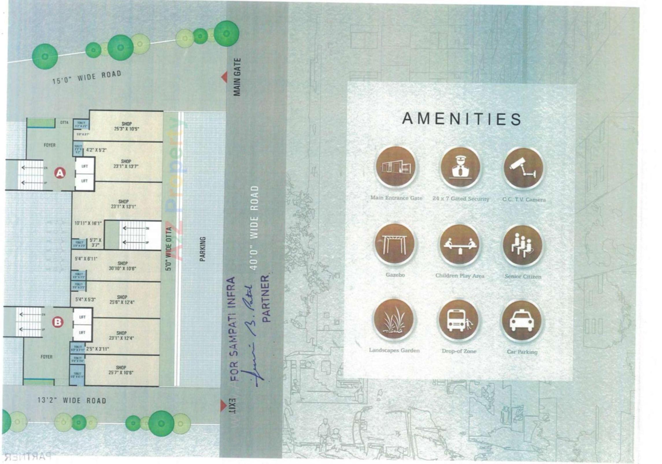 Layout of real estate project Dev Shrustee located at Dindoli, Surat, Gujarat