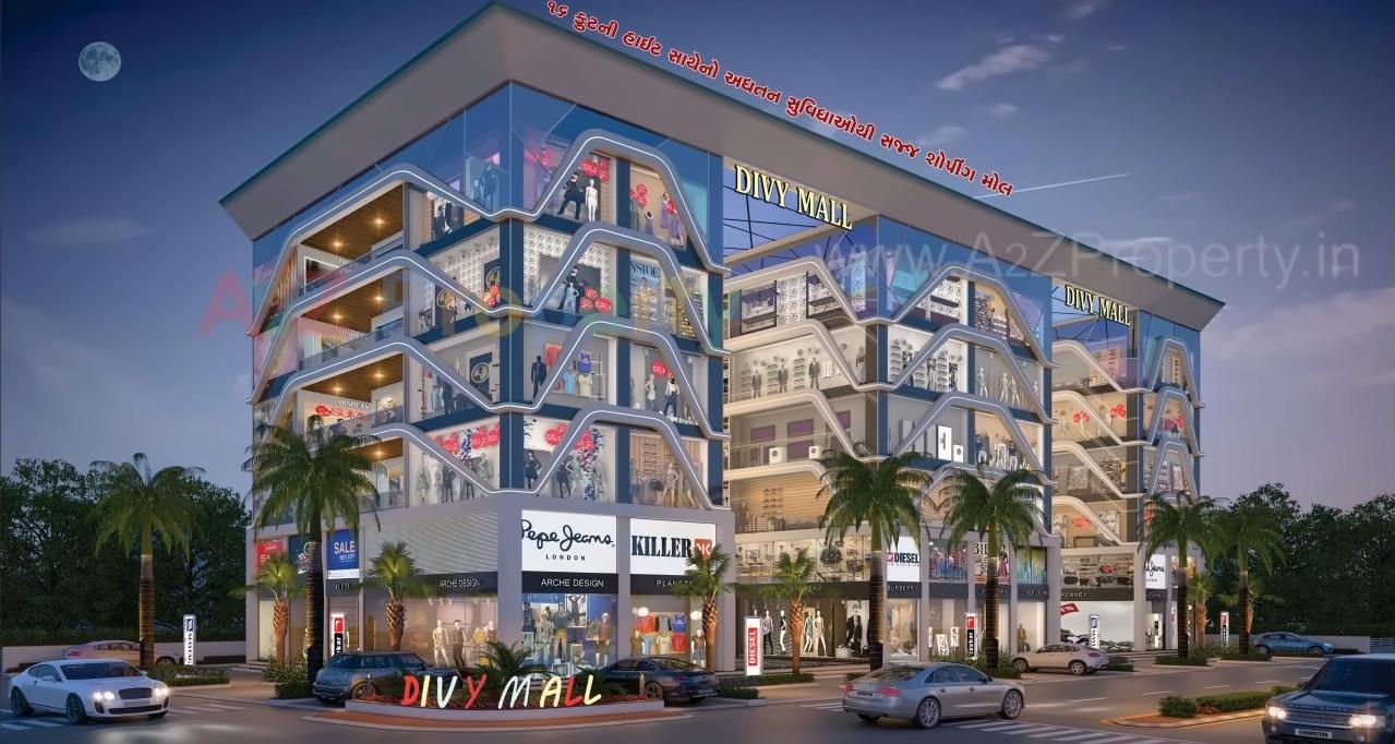 3D Elevation of real estate project Divy Mall located at Kosad, Surat, Gujarat