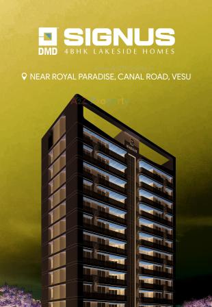 Elevation of real estate project Dmd Signus located at Vesu, Surat, Gujarat