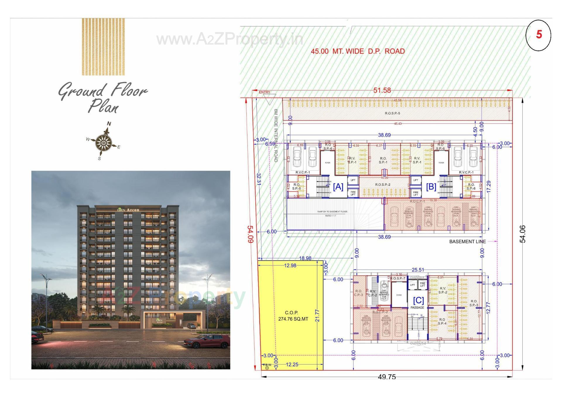 Layout of real estate project Eden Arcon located at Sarthana, Surat, Gujarat
