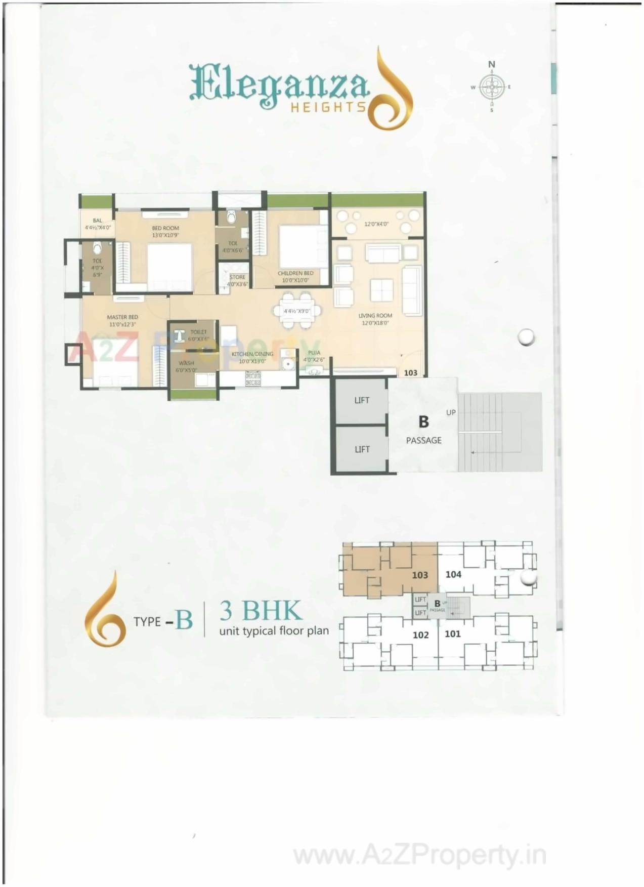 Layout of real estate project Eleganza Heights located at Varachha, Surat, Gujarat