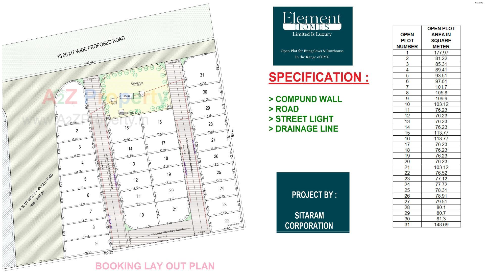 Layout of real estate project Element Homes located at Okha, Surat, Gujarat
