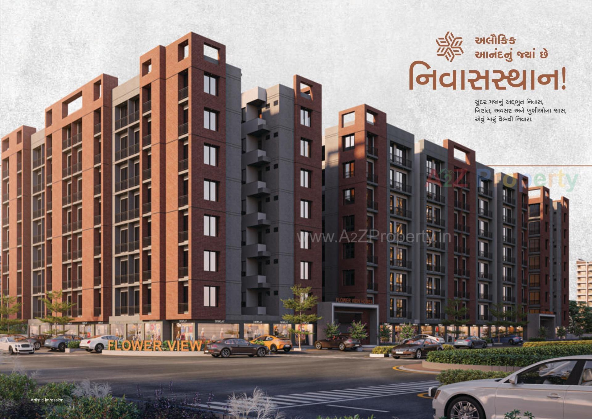 3D Elevation of real estate project Flower View Homes located at Dindoli, Surat, Gujarat