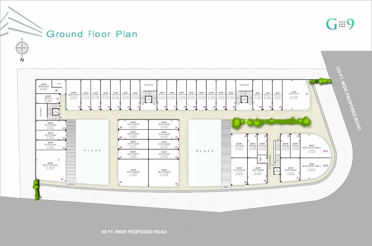 Layout of real estate project G9 Business Center located at Karadava, Surat, Gujarat