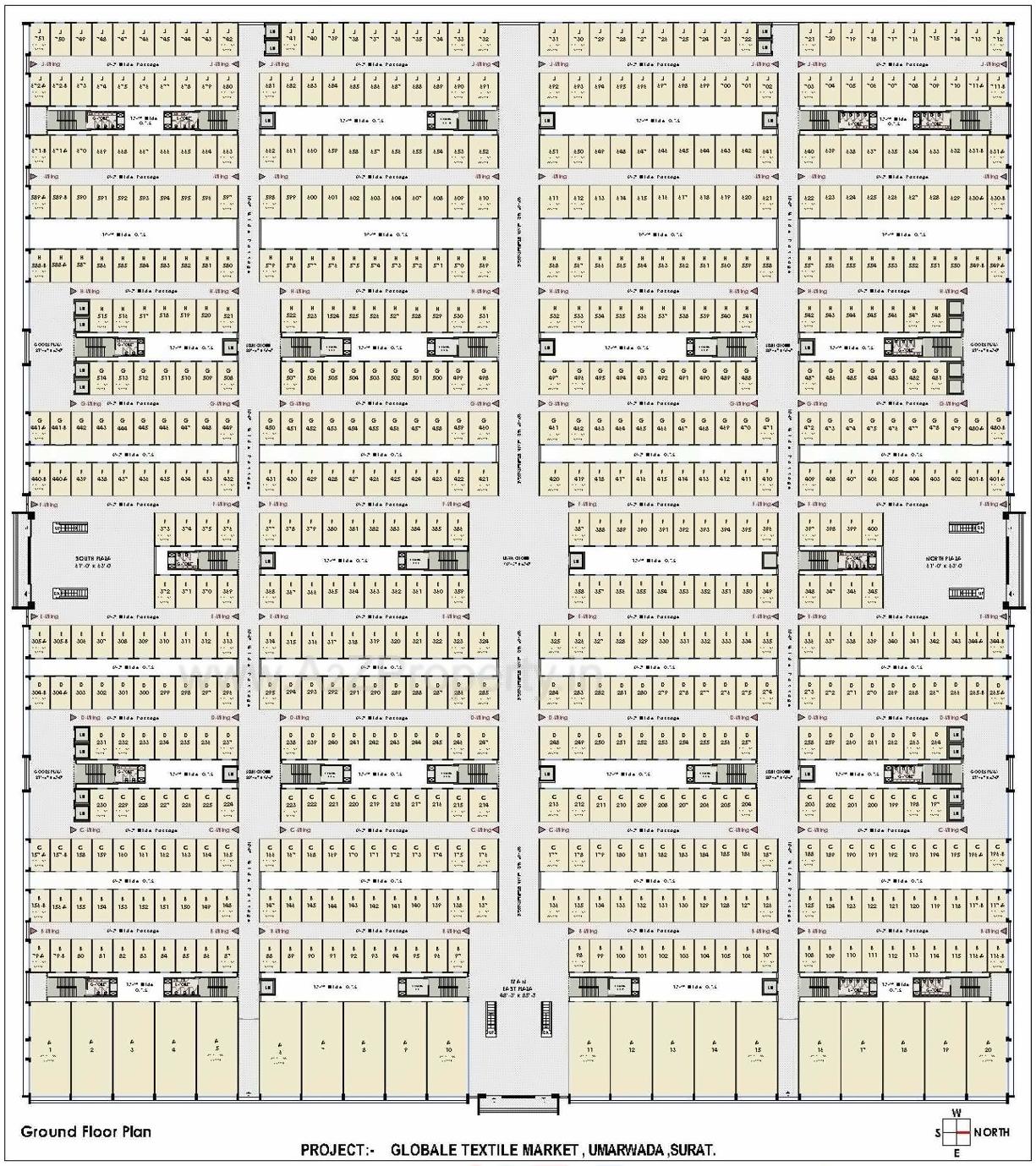 Layout of real estate project Globale Textile Market located at Umarwada, Surat, Gujarat