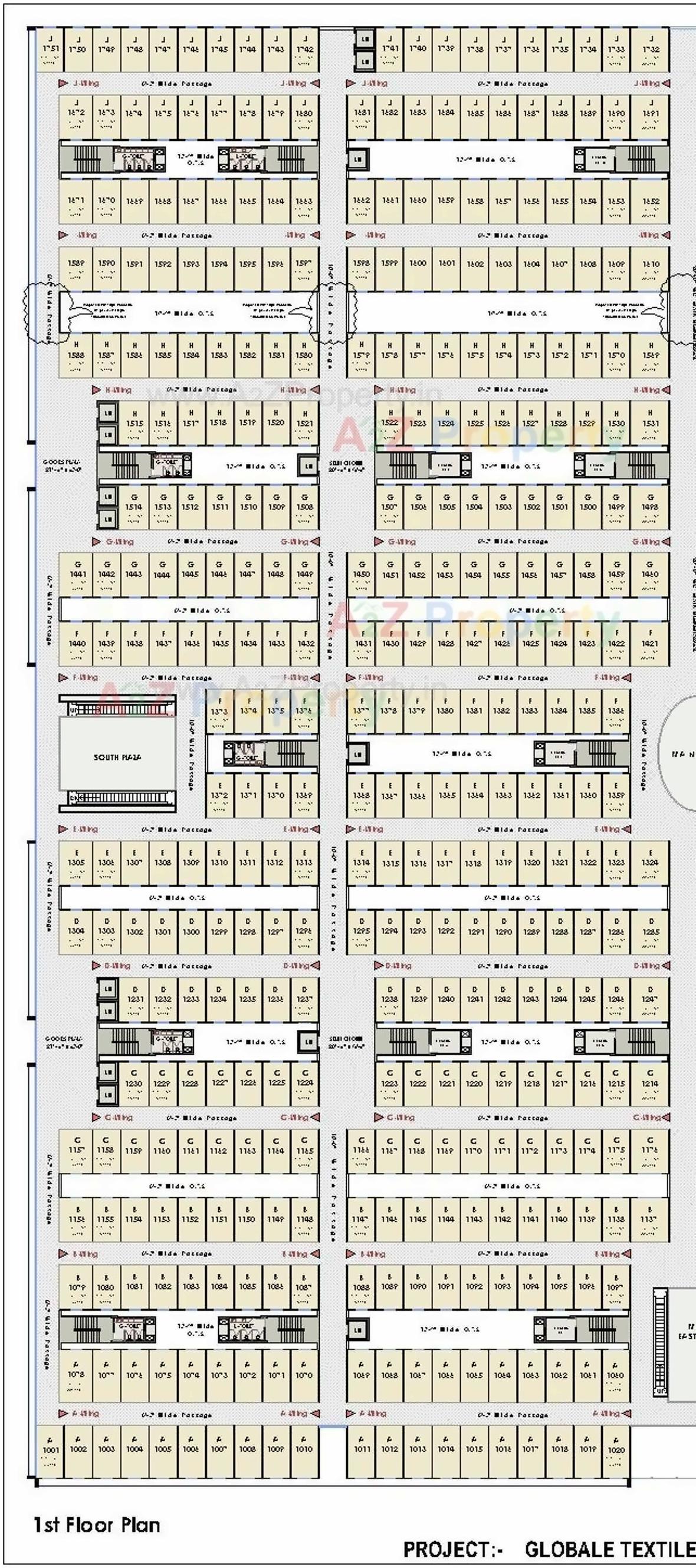 Layout of real estate project Globale Textile Market located at Umarwada, Surat, Gujarat