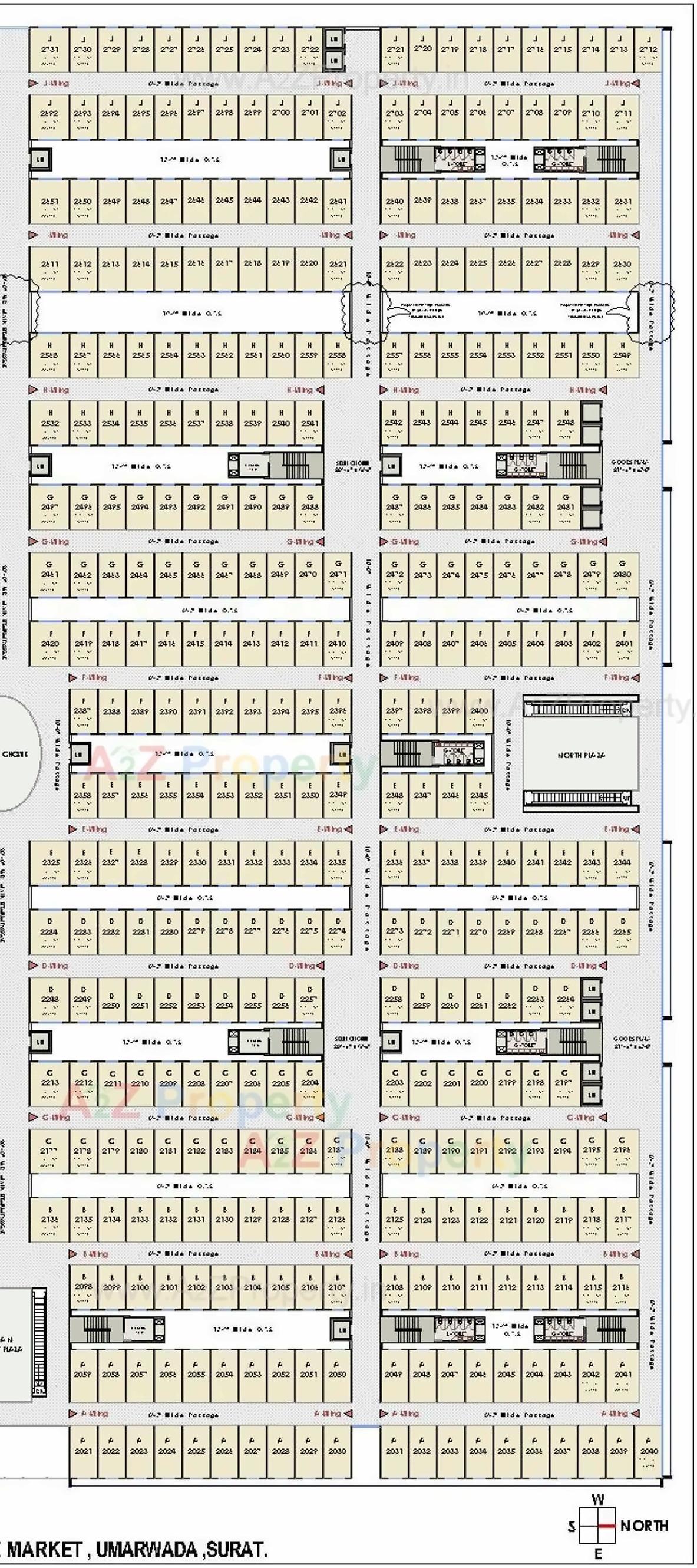 Layout of real estate project Globale Textile Market located at Umarwada, Surat, Gujarat