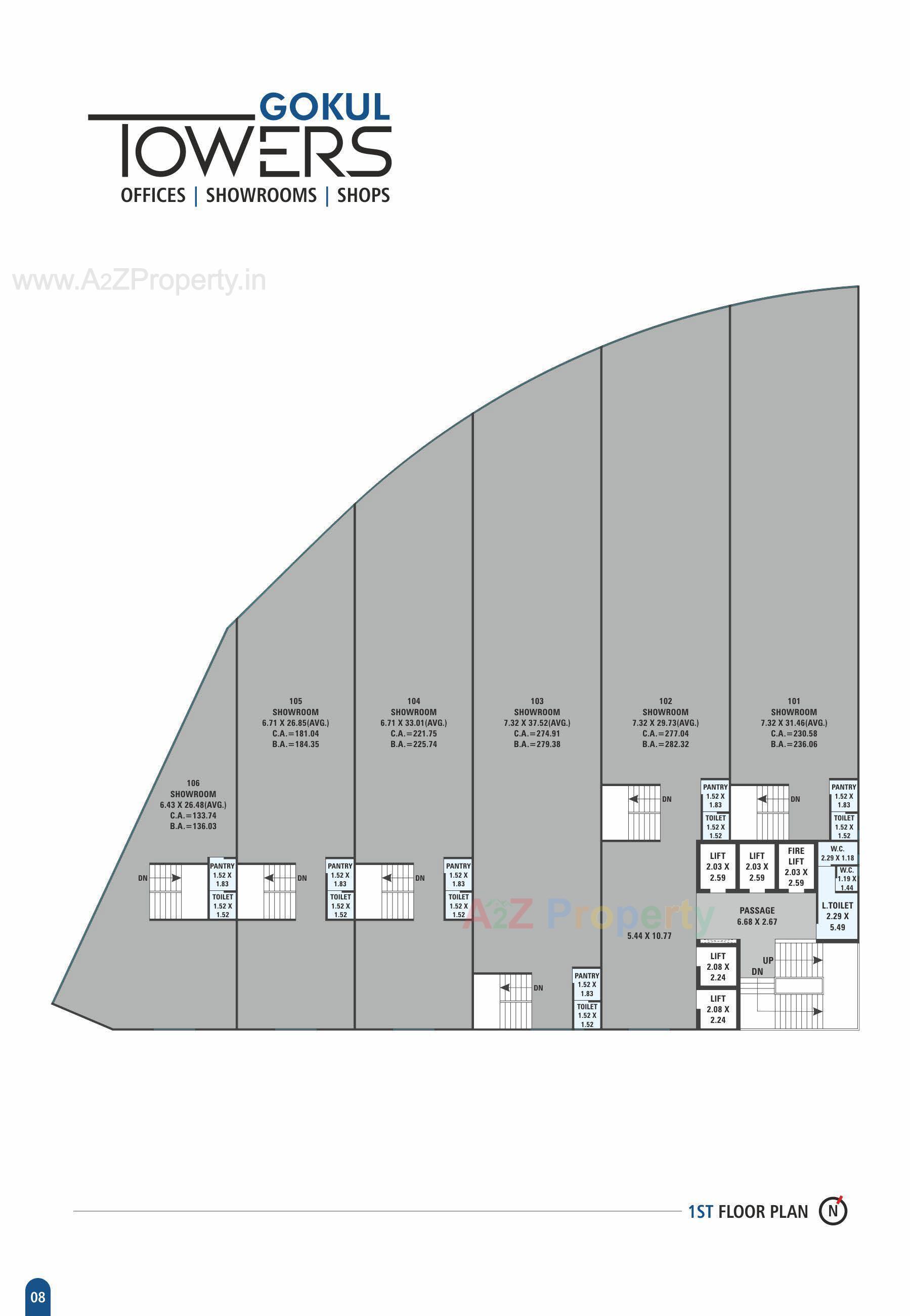 Layout of real estate project Gokul Towers located at Athwa, Surat, Gujarat