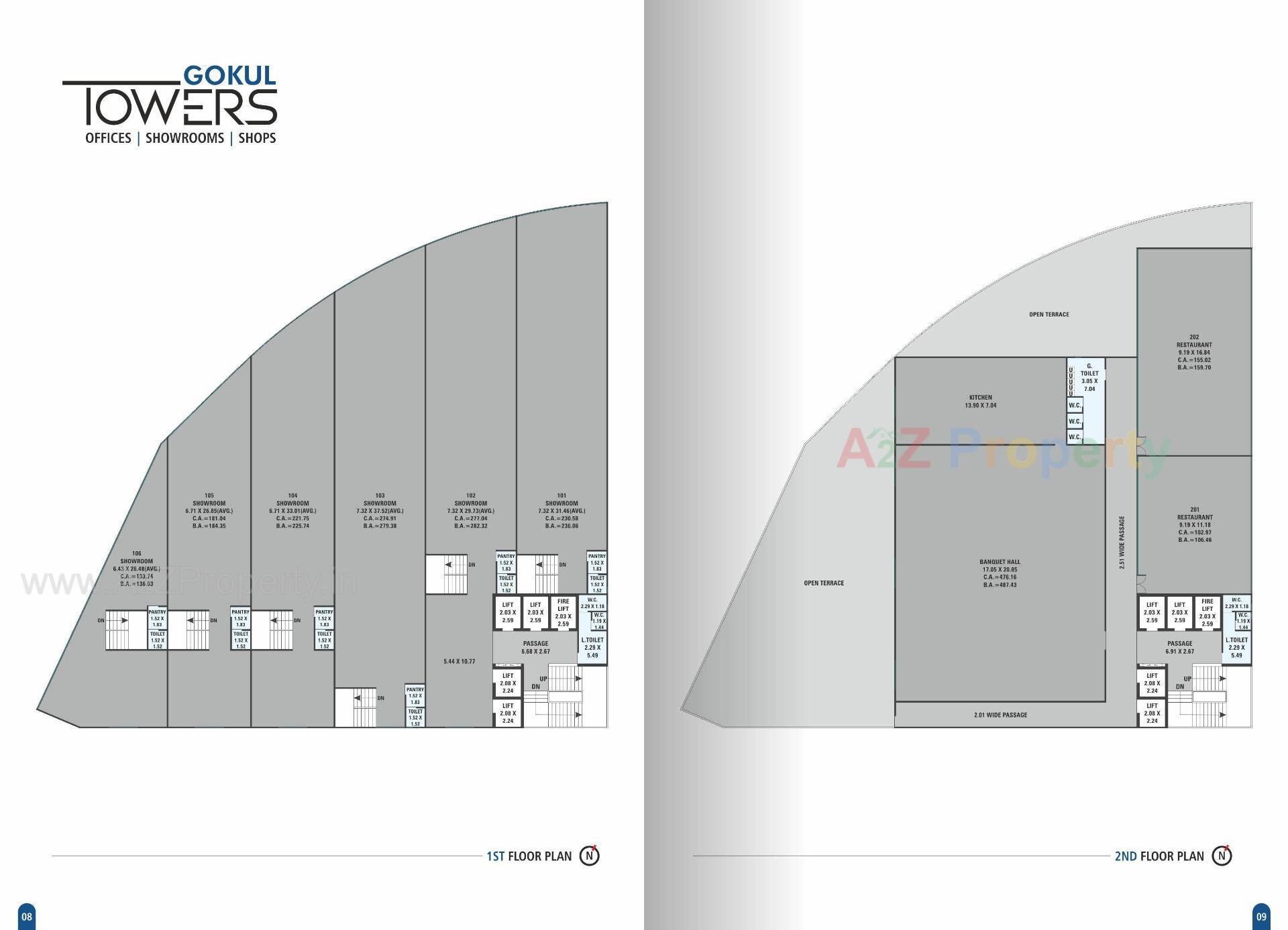 Layout of real estate project Gokul Towers located at Athwa, Surat, Gujarat