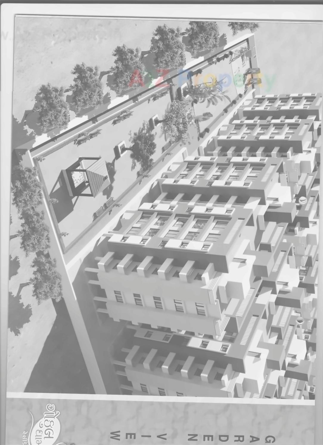 3D Elevation of real estate project Gokuldham Residency located at Kosad, Surat, Gujarat