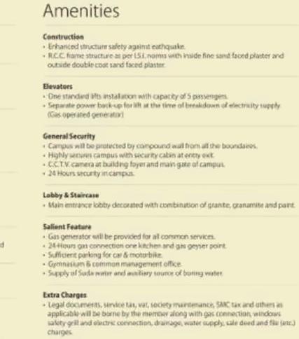 Amenities of Green Aristo