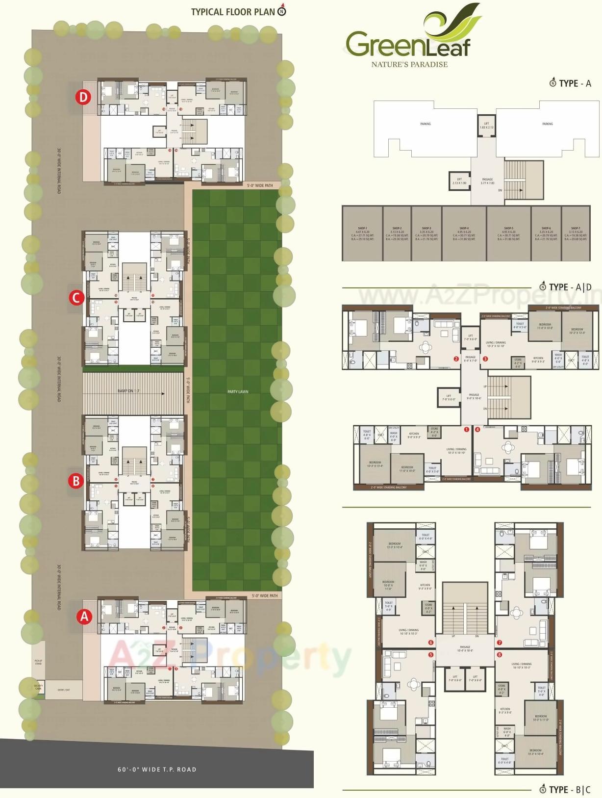 Layout of real estate project Green Leaf located at Vesu, Surat, Gujarat