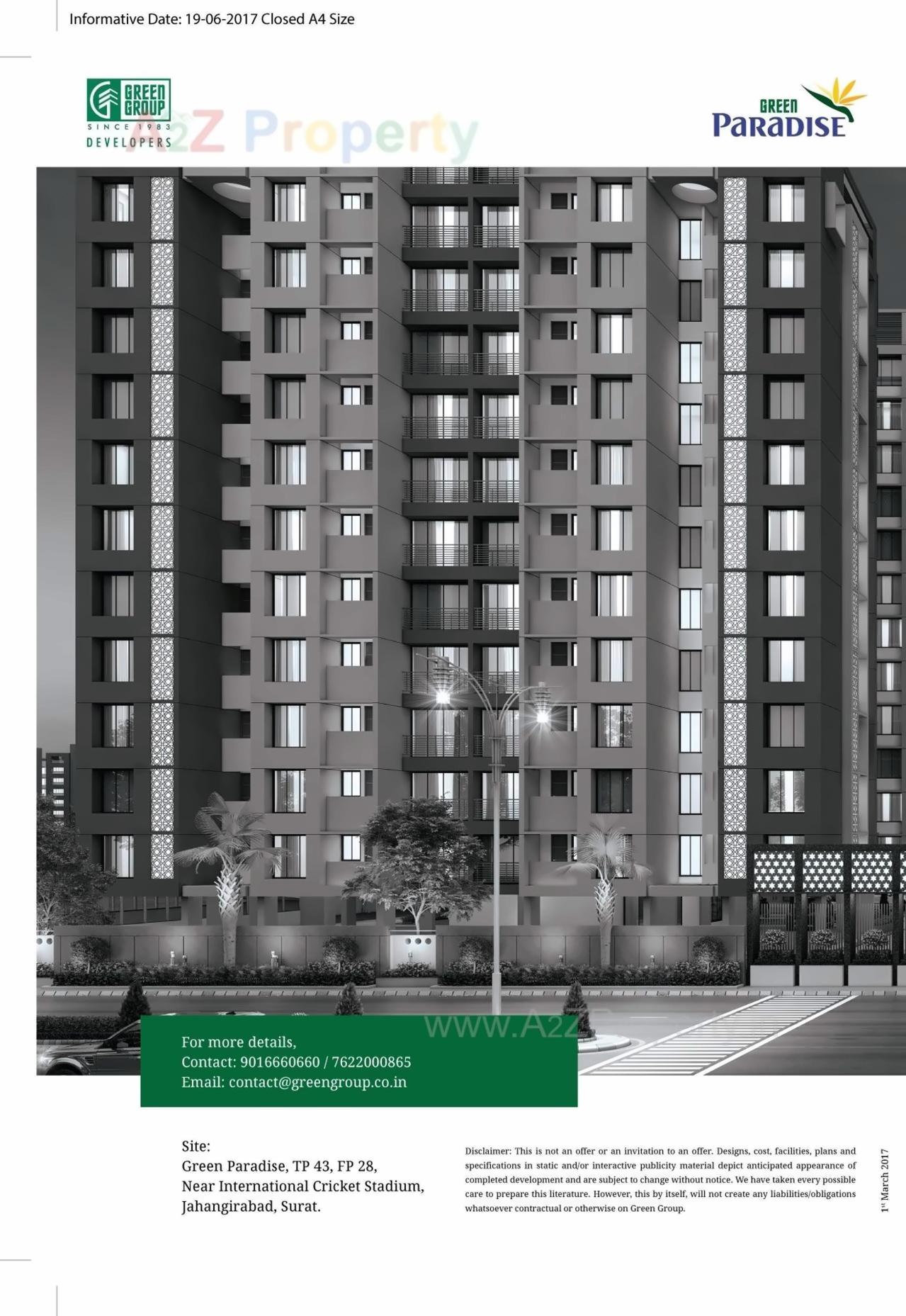 3D Elevation of real estate project Green Paradise located at Jahangirabad, Surat, Gujarat