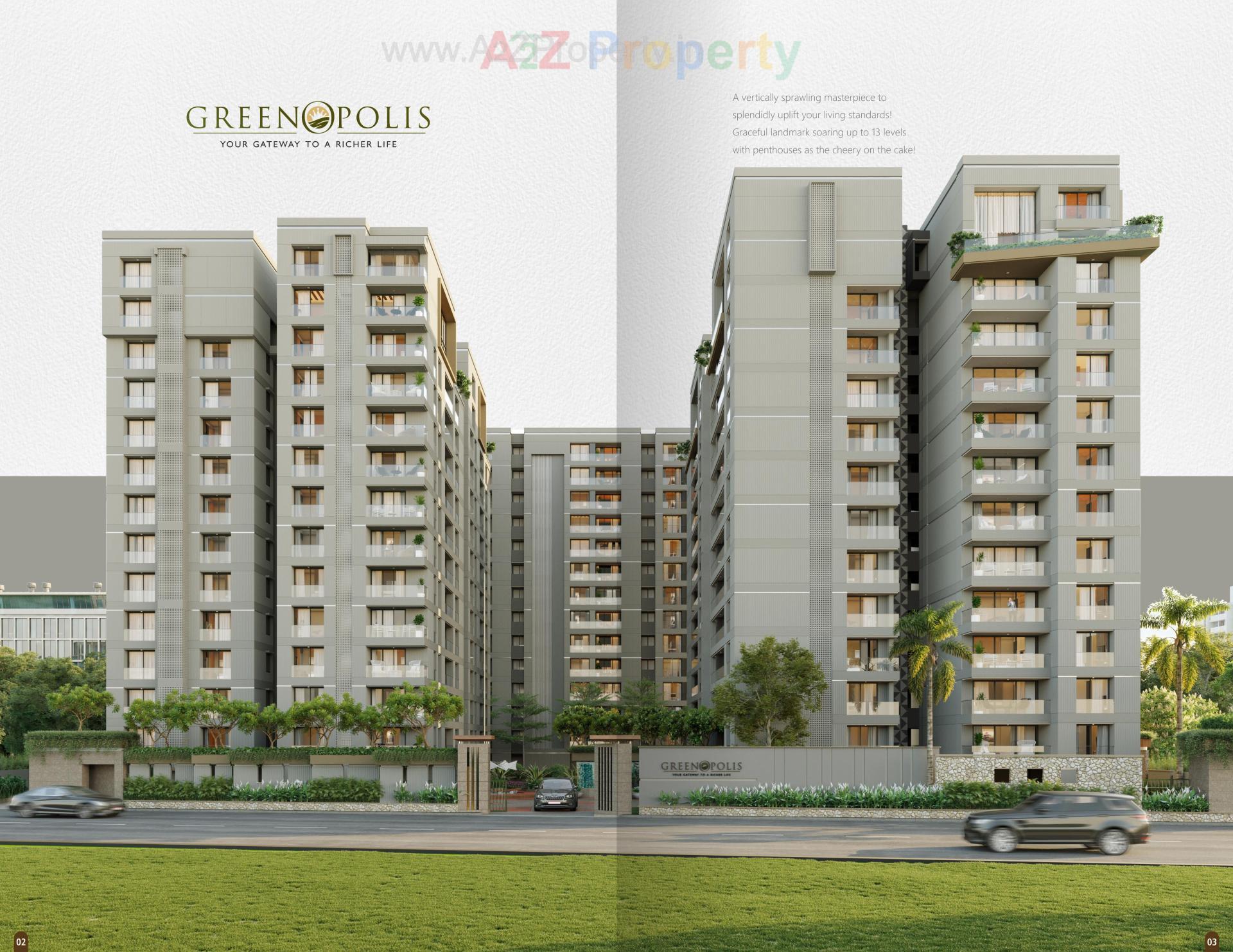3D Elevation of real estate project Greenopolis located at Vesu, Surat, Gujarat
