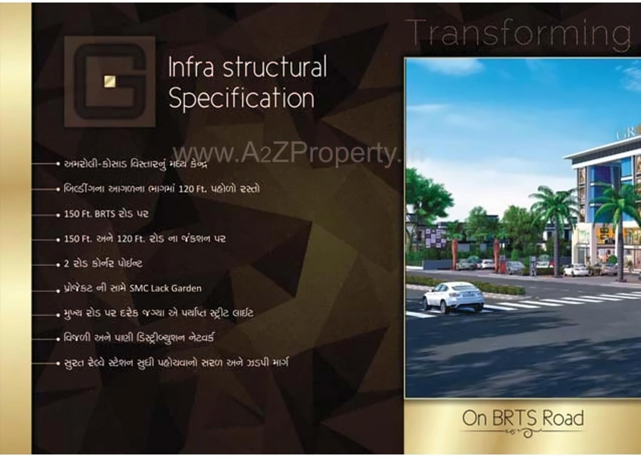 3D Elevation of real estate project Gruham Plaza located at Kosad, Surat, Gujarat