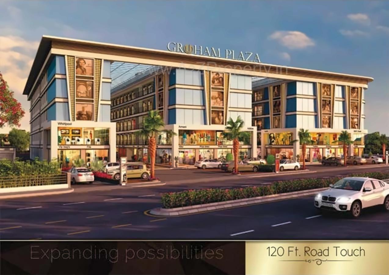 3D Elevation of real estate project Gruham Plaza located at Kosad, Surat, Gujarat
