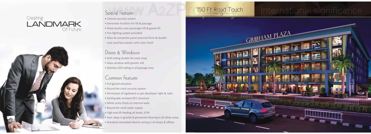 3D Elevation of real estate project Gruham Plaza located at Kosad, Surat, Gujarat