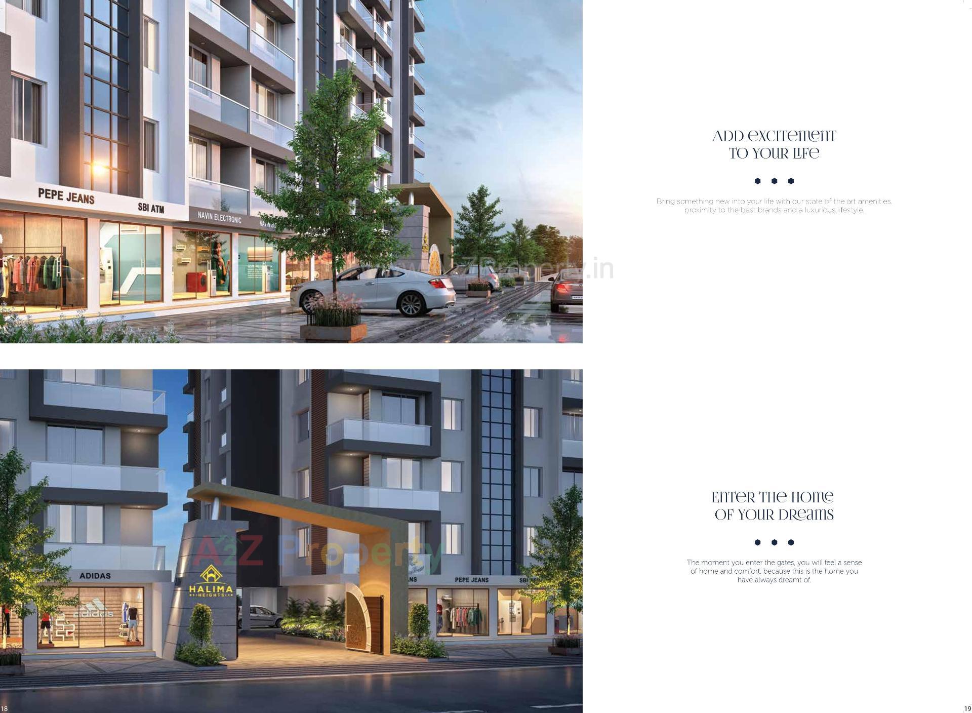 3D Elevation of real estate project Halima Heights located at Bhabheni, Surat, Gujarat