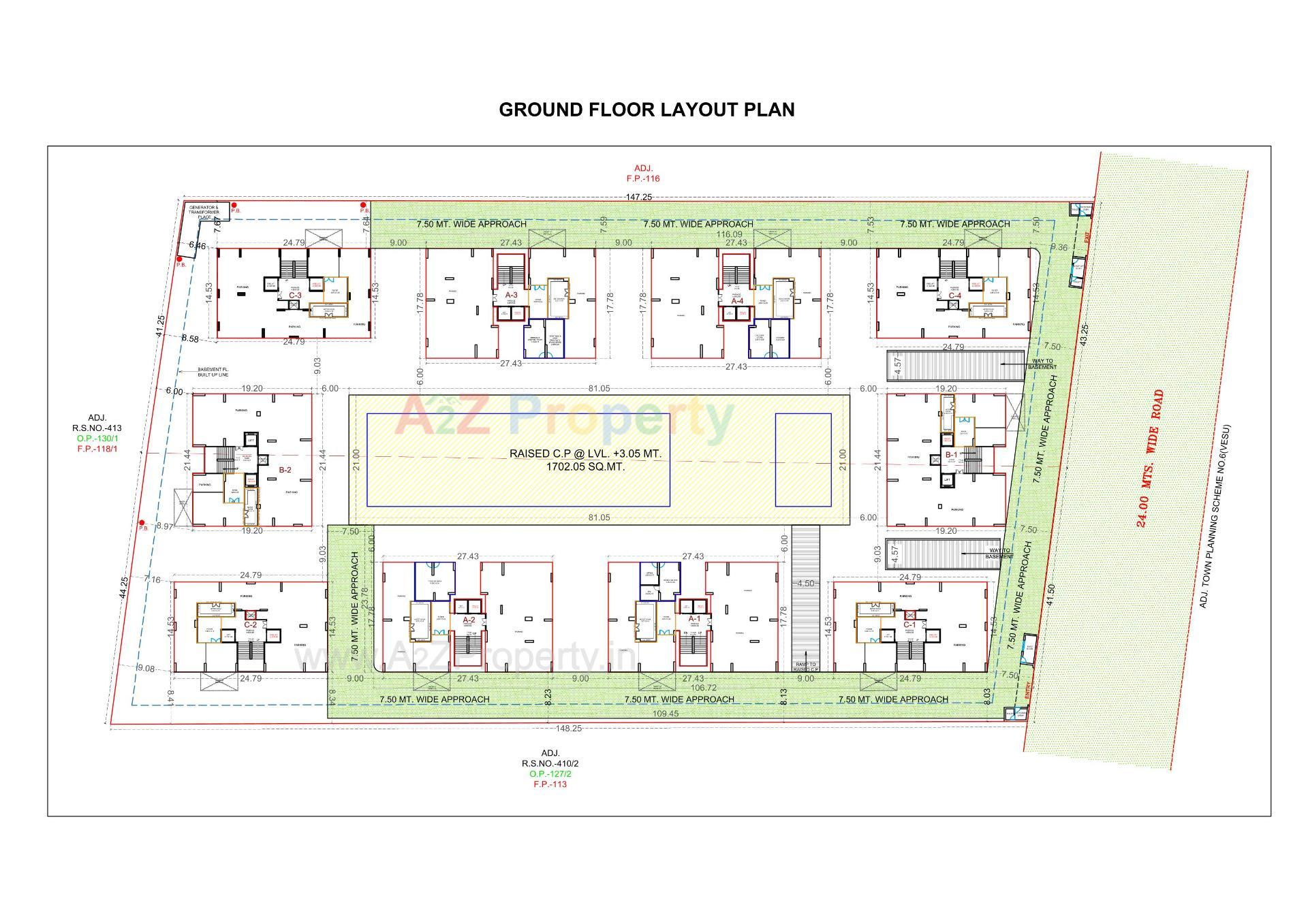 Layout of real estate project Happy Astoria located at Vesu, Surat, Gujarat