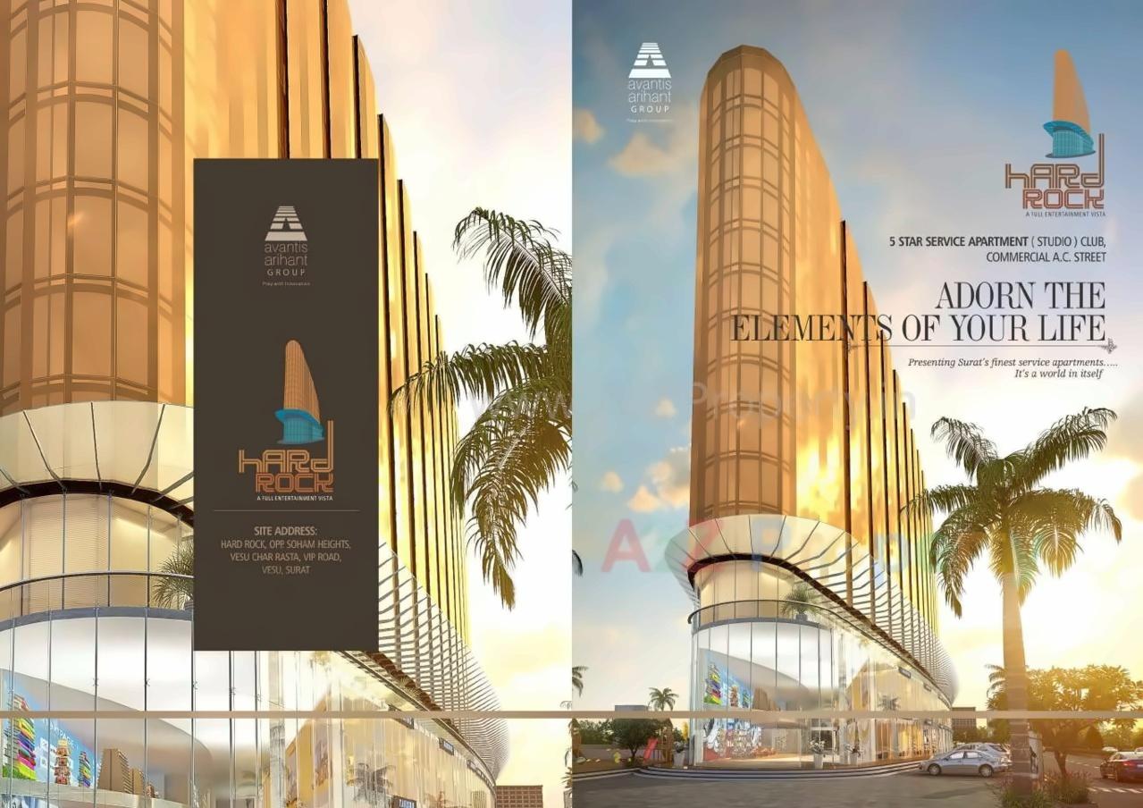 3D Elevation of real estate project Hard Rock located at Vesu, Surat, Gujarat