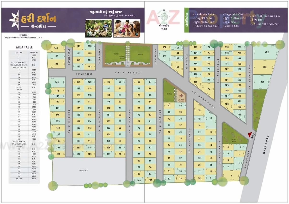 Layout of real estate project Hari Darshan Row House located at Karmala, Surat, Gujarat