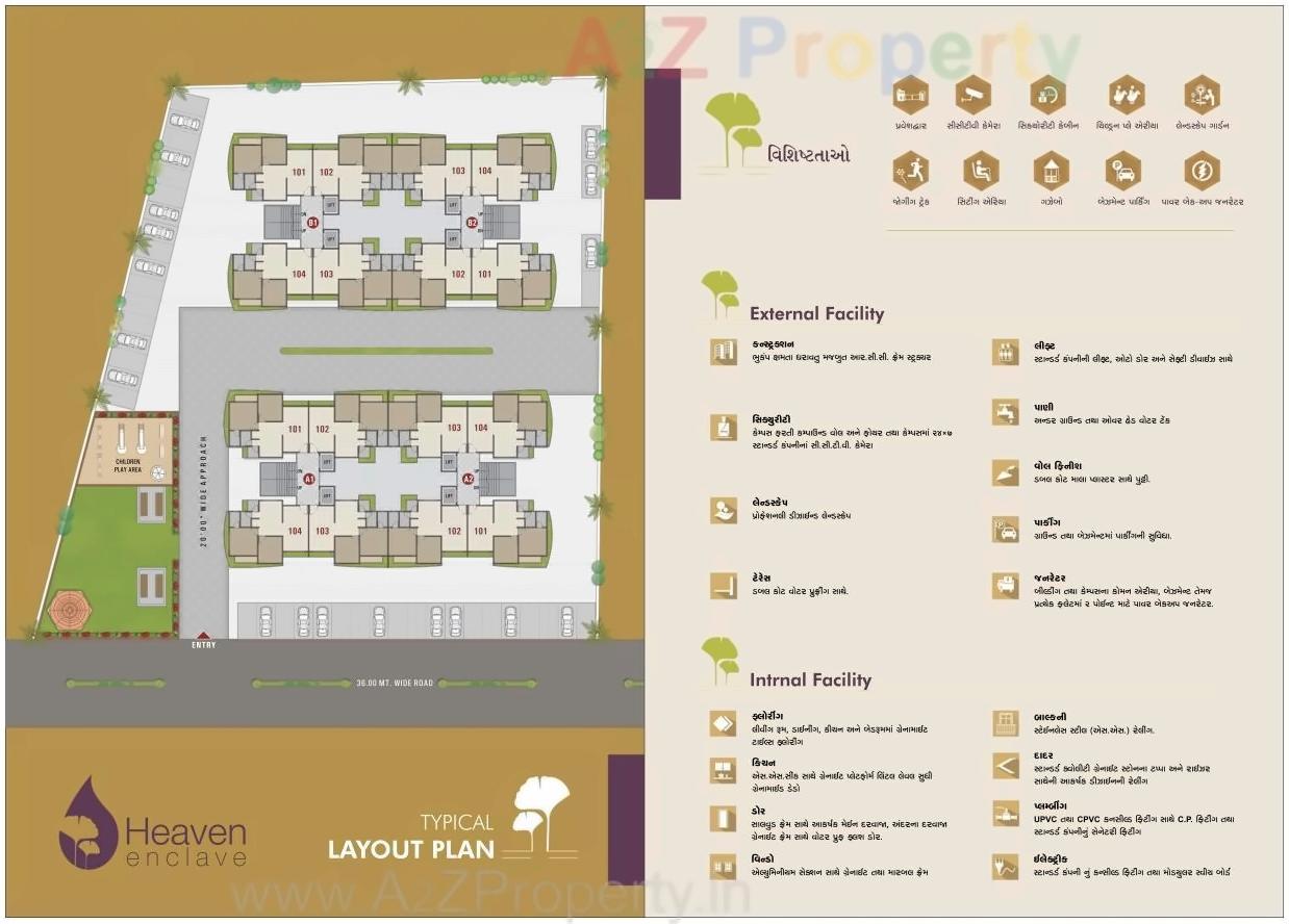 Layout of real estate project Heaven Enclave located at Variav, Surat, Gujarat