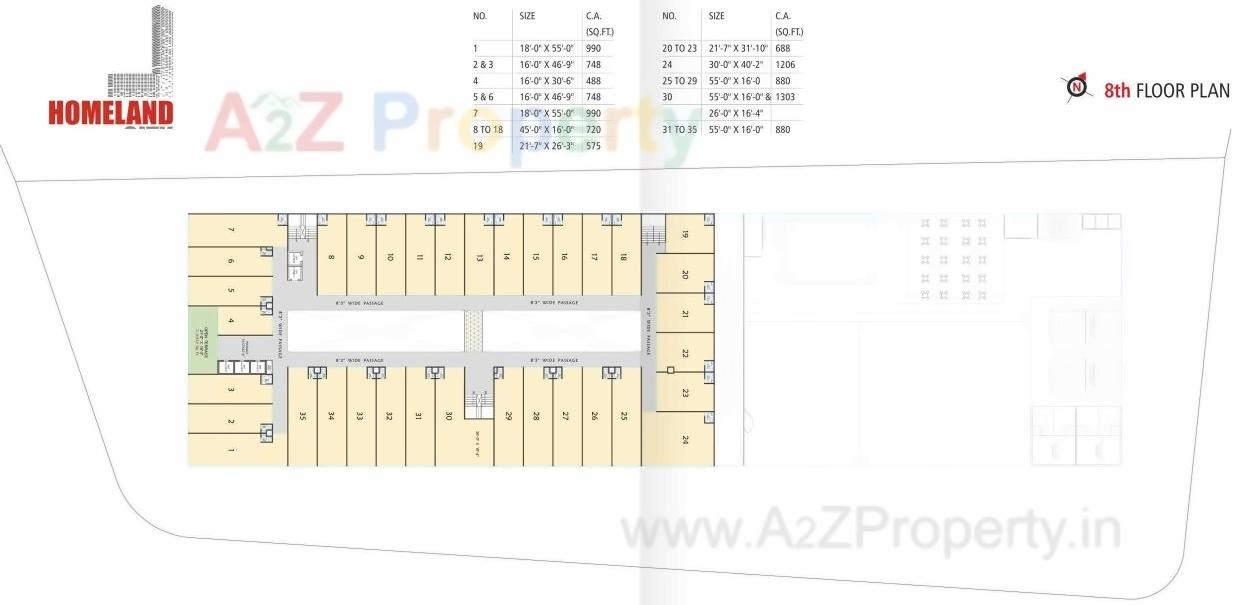 Layout of real estate project Home Land City located at Vesu, Surat, Gujarat