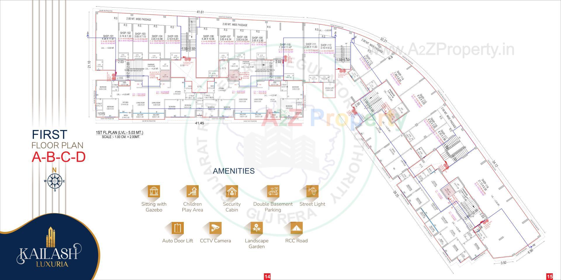 Layout of real estate project Kailash Luxuria located at Dindoli, Surat, Gujarat