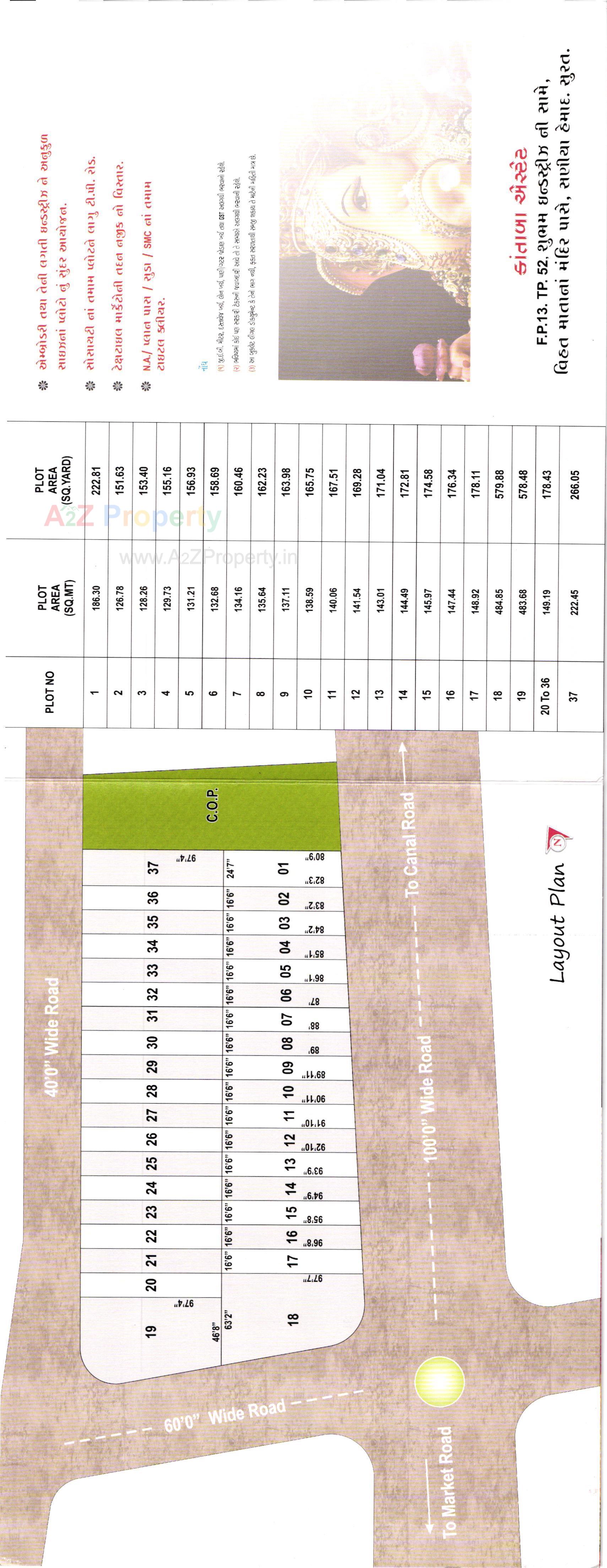 Layout of real estate project Kanta Baa Estate located at Saniya-hemad, Surat, Gujarat