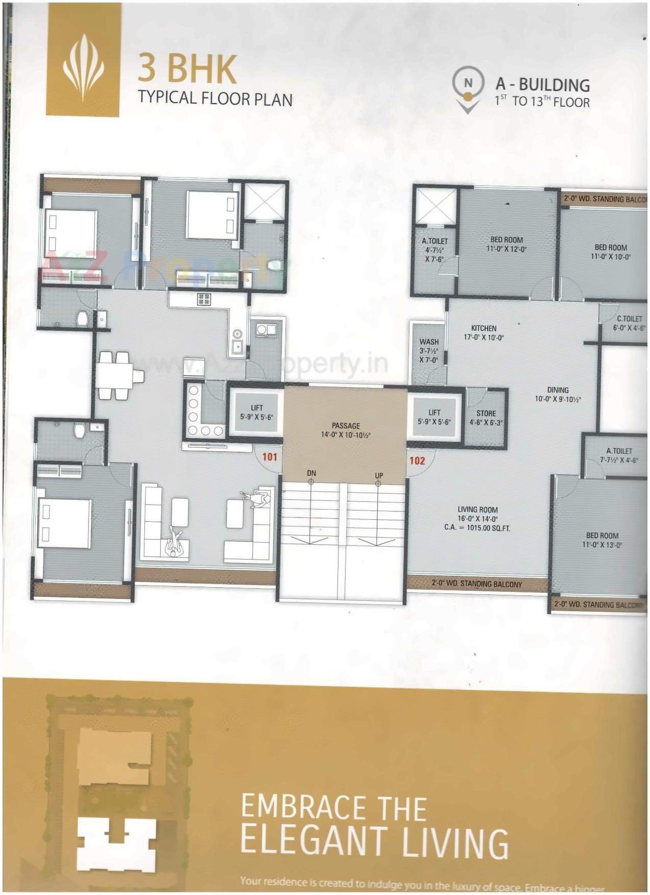 Layout of real estate project Kinar Heights located at Bhatha, Surat, Gujarat