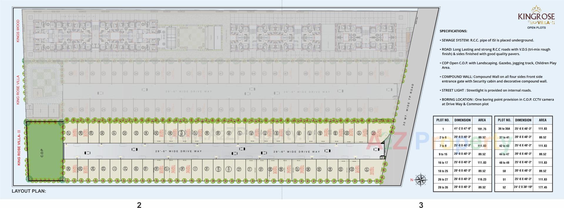 Layout of real estate project Kingrose Villa located at Surat, Surat, Gujarat