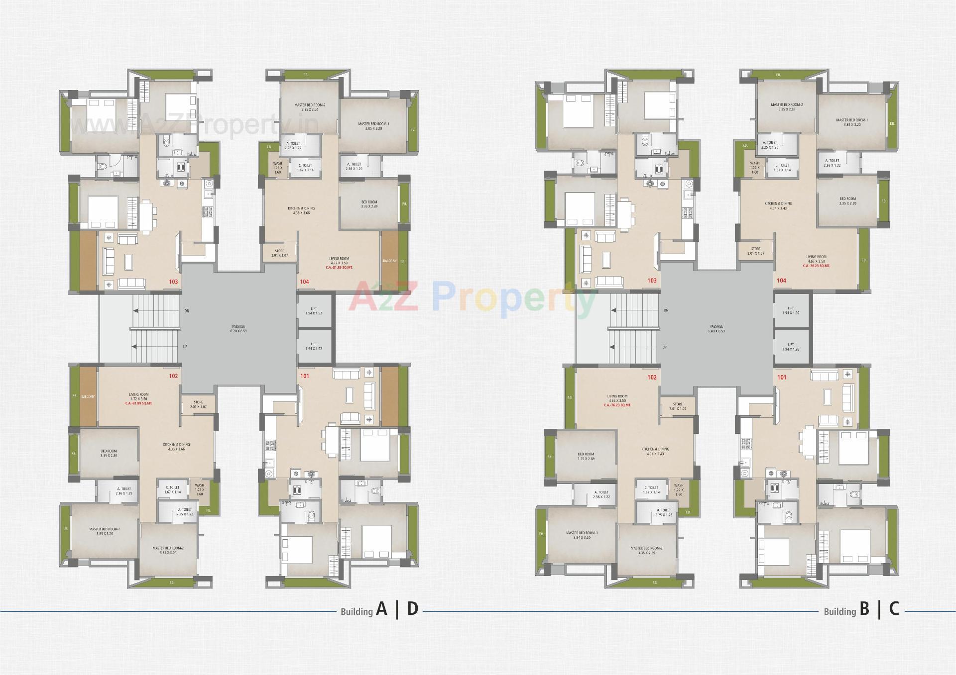 Layout of real estate project Kiran Classic Towers located at Ved, Surat, Gujarat