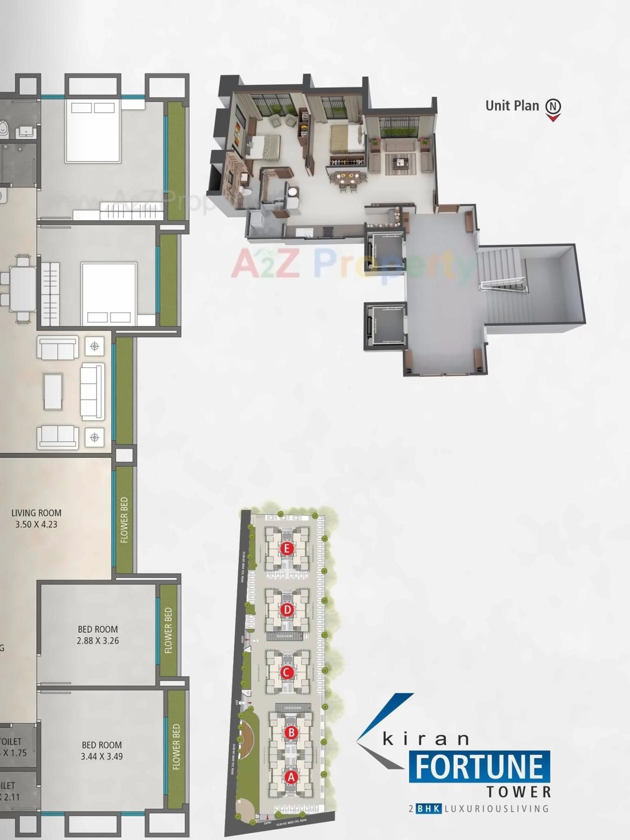 Layout of real estate project Kiran Fortune Tower located at Surat, Surat, Gujarat