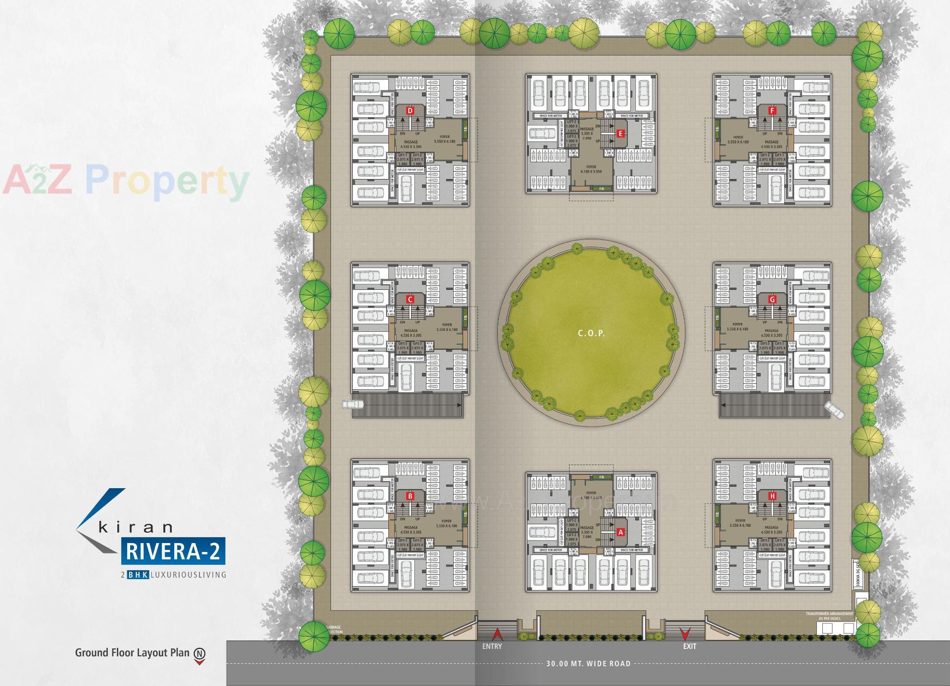 Layout of real estate project Kiran Rivera located at Sonari, Surat, Gujarat