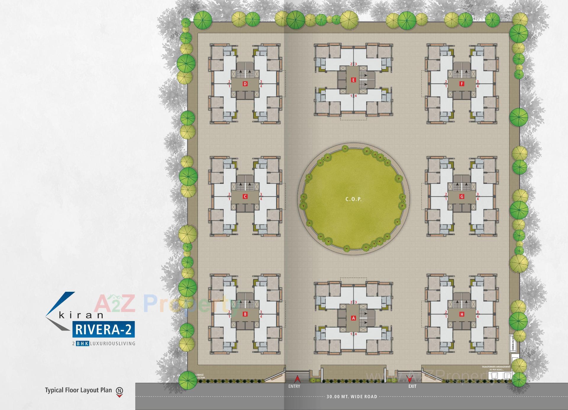 Layout of real estate project Kiran Rivera located at Sonari, Surat, Gujarat