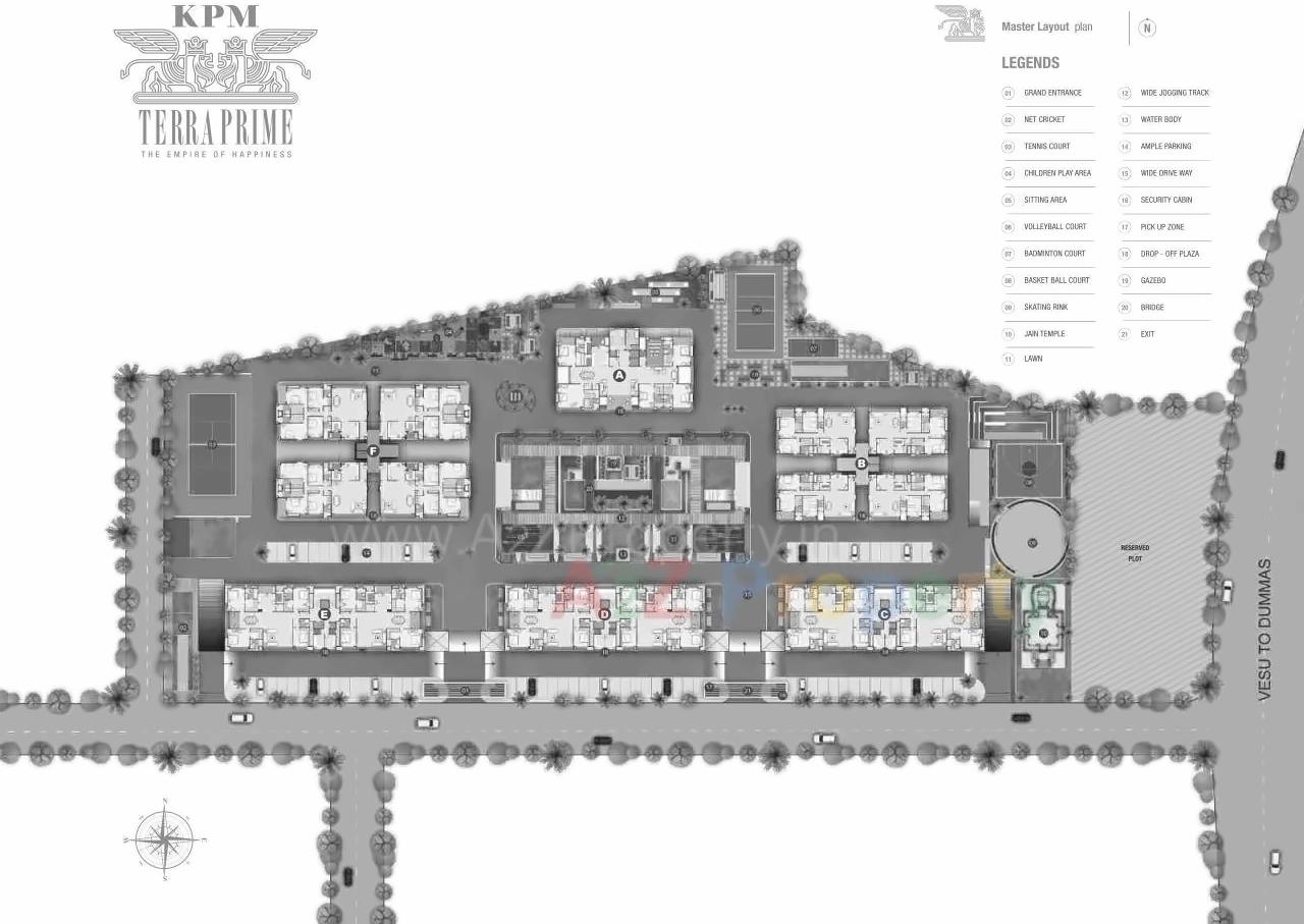 Layout of real estate project Kpm Terra Prime located at Vesu, Surat, Gujarat