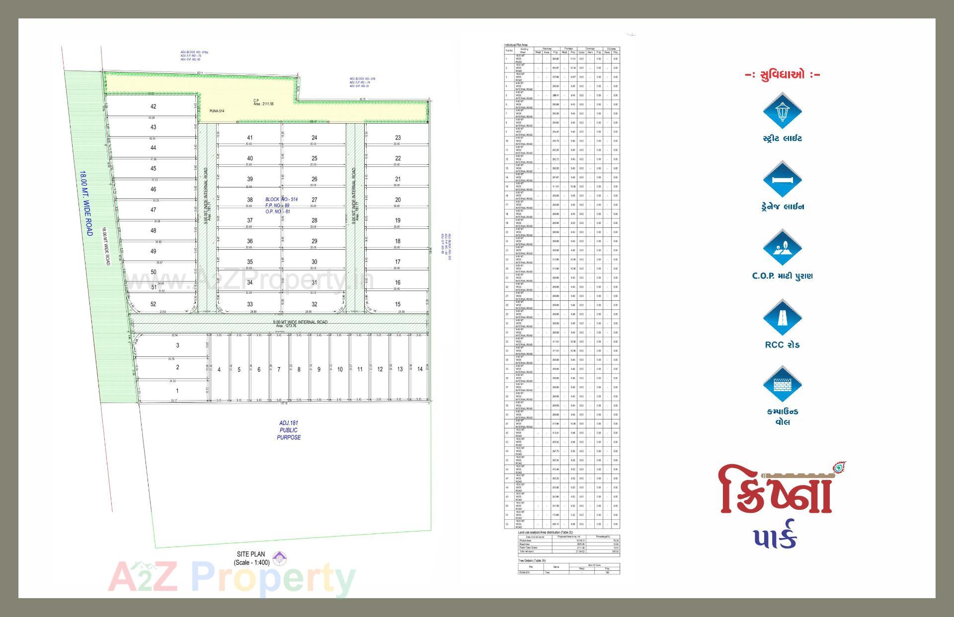 Layout of real estate project Krishna Park located at Puna, Surat, Gujarat