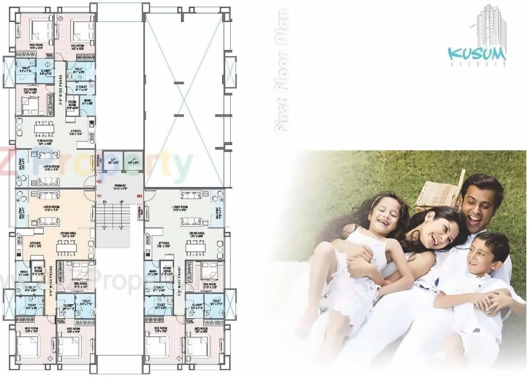 Layout of real estate project Kusum Hieghts located at Bhatha, Surat, Gujarat