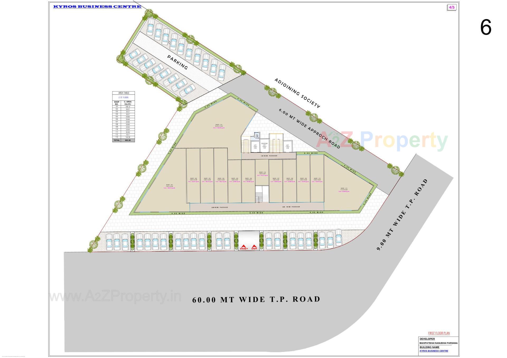 Layout of real estate project Kyros Business Centre located at Sarthana, Surat, Gujarat