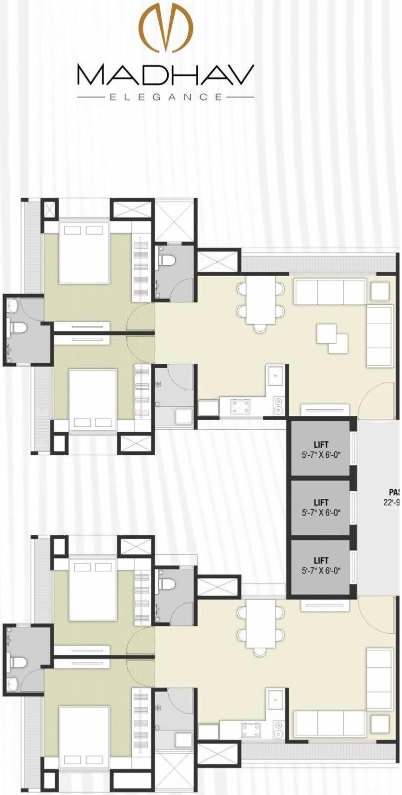 Layout of real estate project Madhav Elegance located at Jahangir-pura, Surat, Gujarat