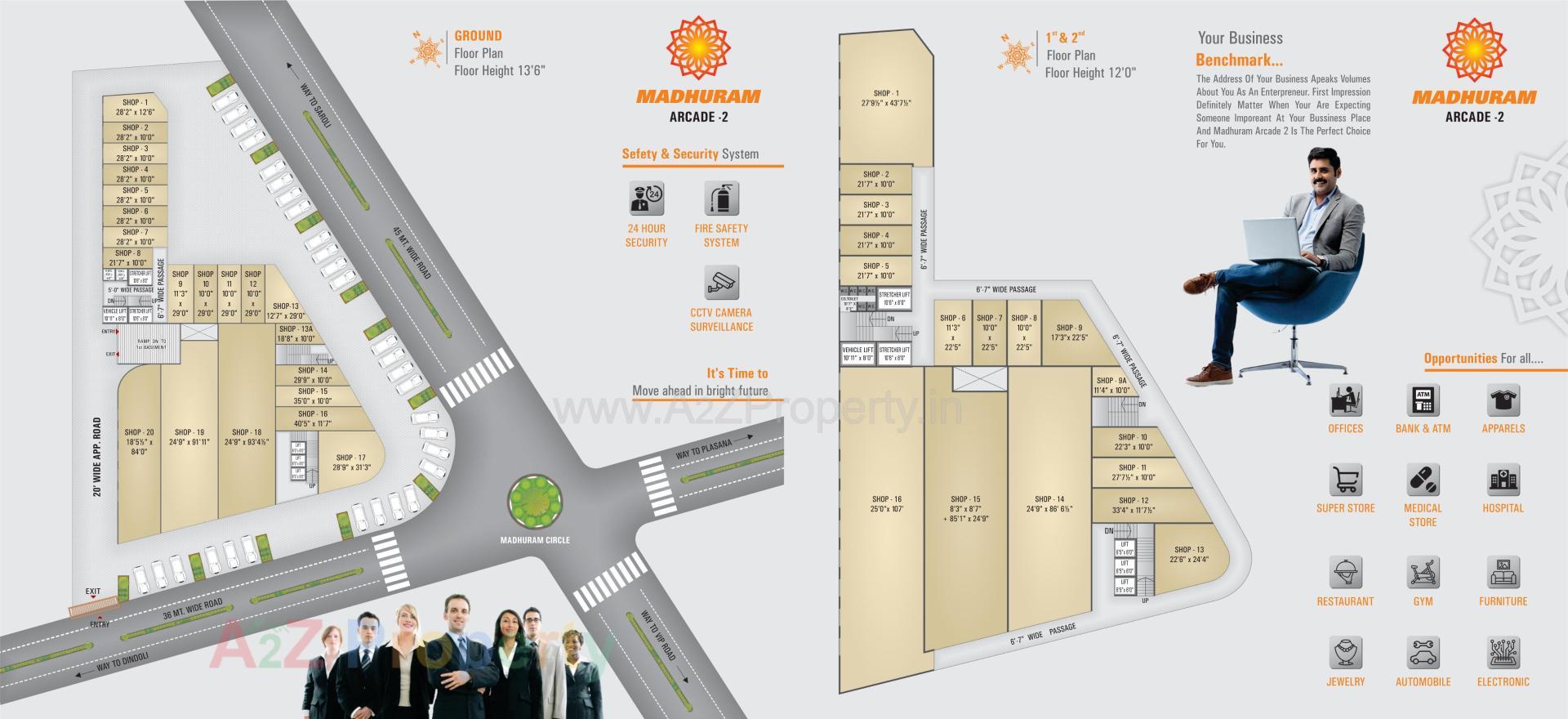 Layout of real estate project Madhuram Arcade located at Surat, Surat, Gujarat