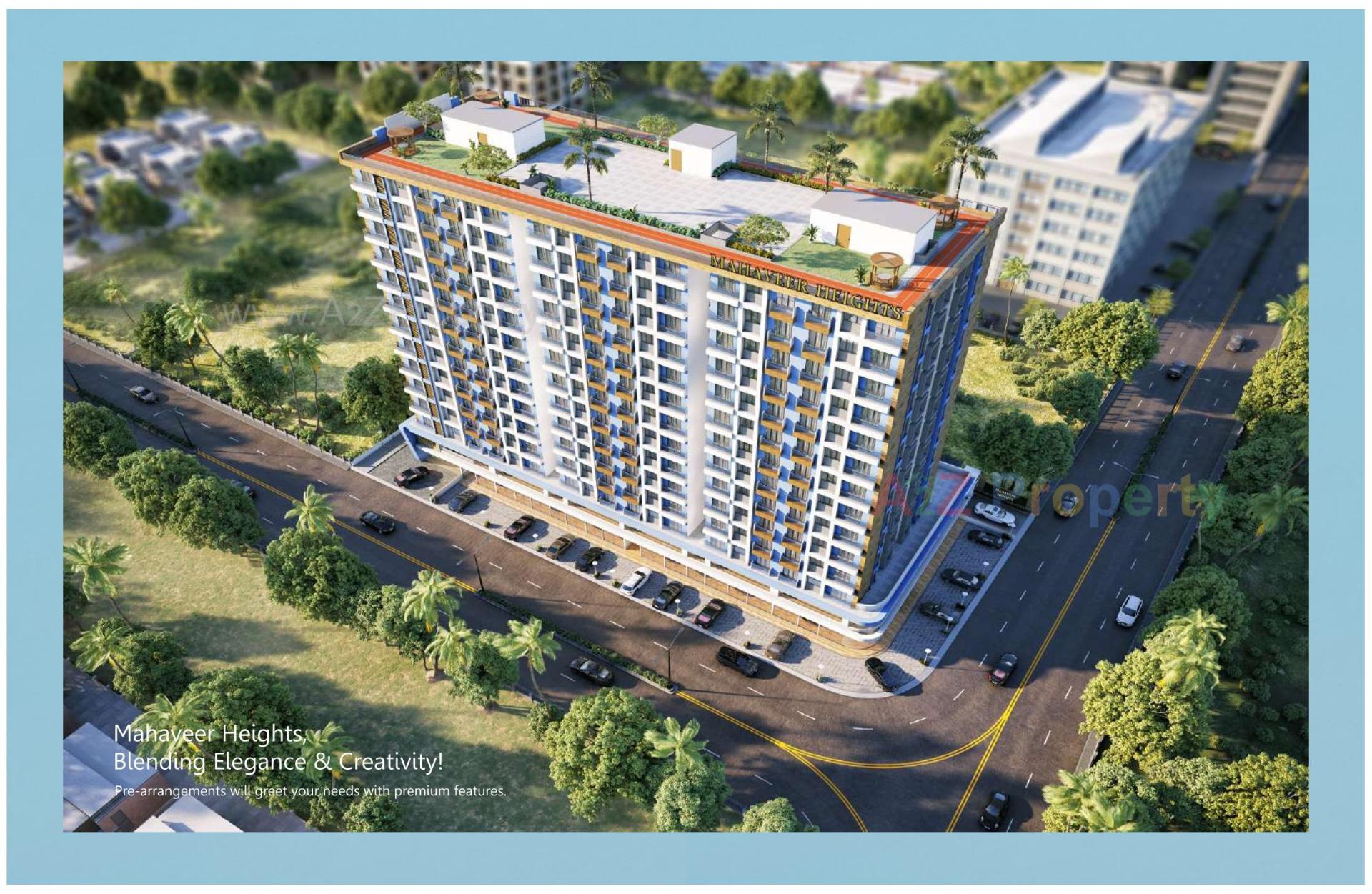3D Elevation of real estate project Mahaveer Heights located at Vesu, Surat, Gujarat