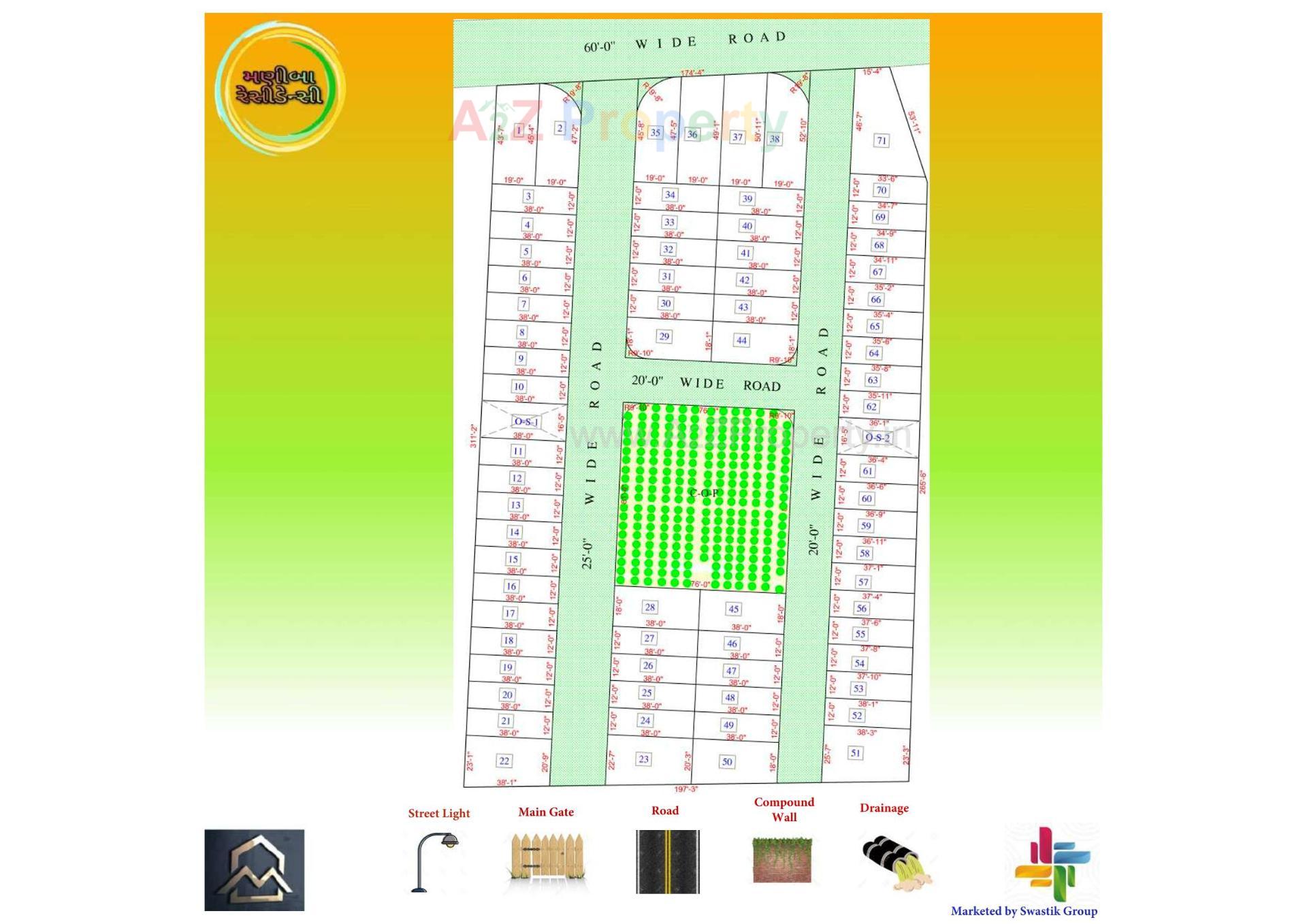 Layout of real estate project Maniba Residency located at Karavada, Surat, Gujarat