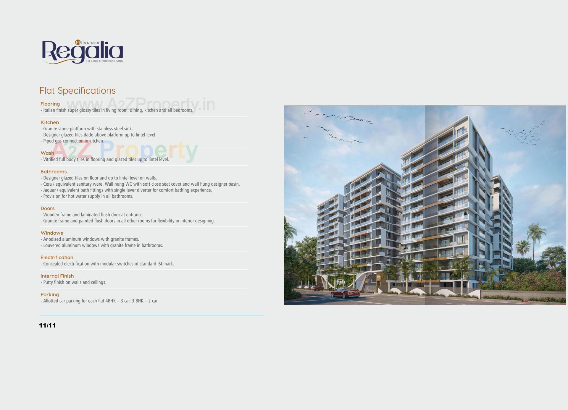 3D Elevation of real estate project Milestone Regalia located at Vesu, Surat, Gujarat