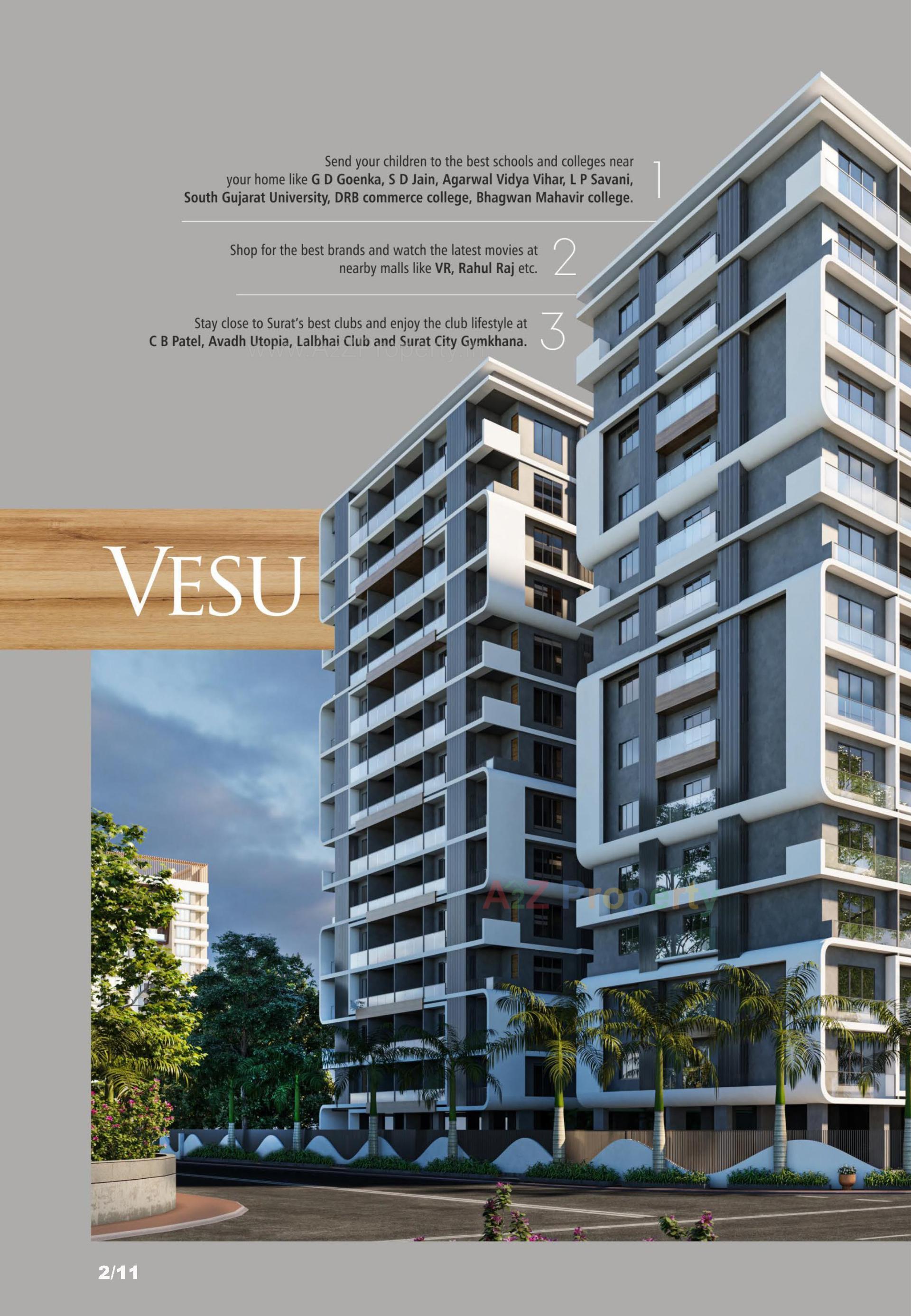 3D Elevation of real estate project Milestone Regalia located at Vesu, Surat, Gujarat